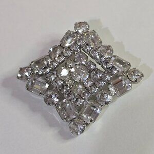 Vintage Arthur Weiss Clear Rhinestone Diamond Shaped Brooch Art Deco